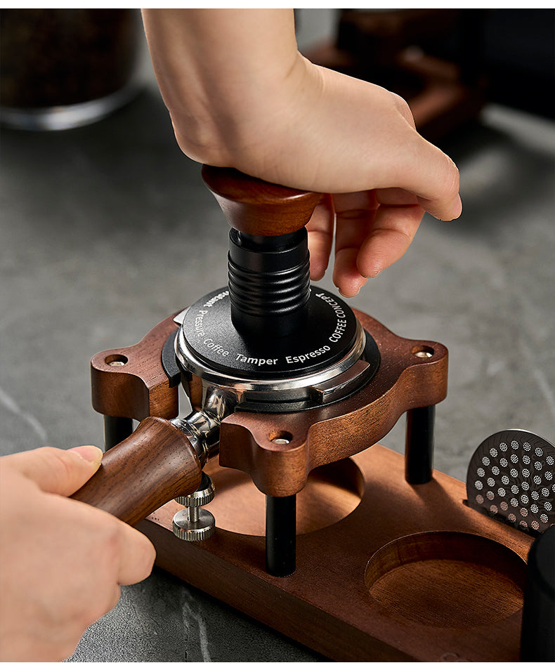 Cute Bear Espresso Tamper Set with Walnut Stand - Gift for Coffee Lovers Under $29