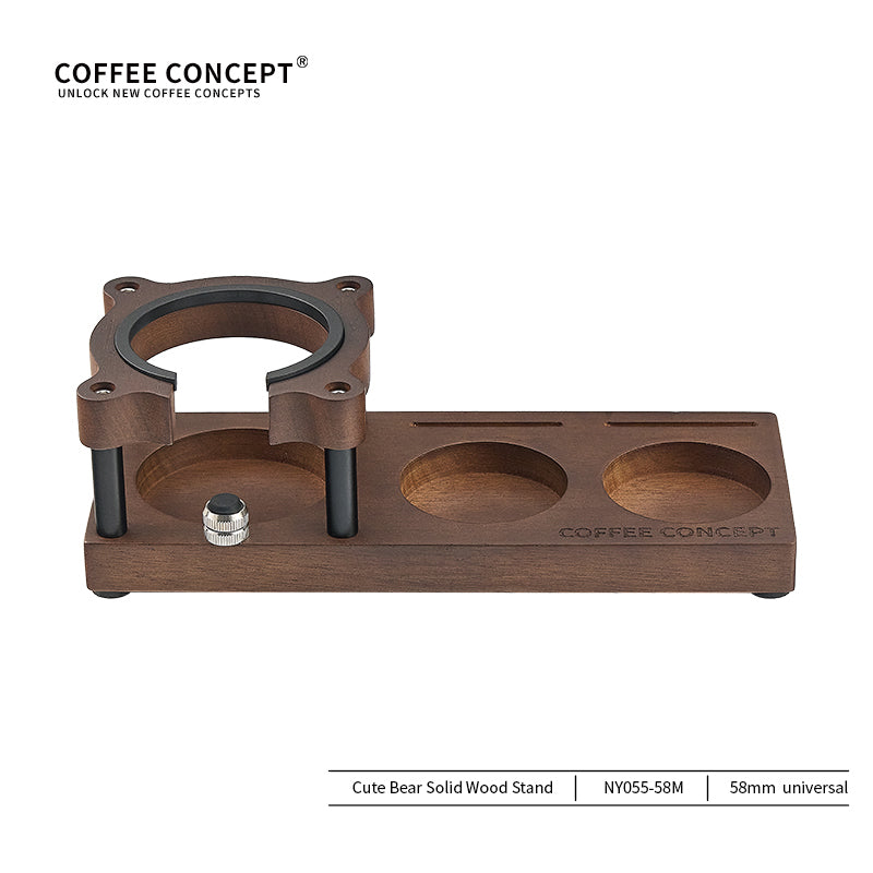 Cute Bear Espresso Tamper Set with Walnut Stand - Gift for Coffee Lovers Under $29