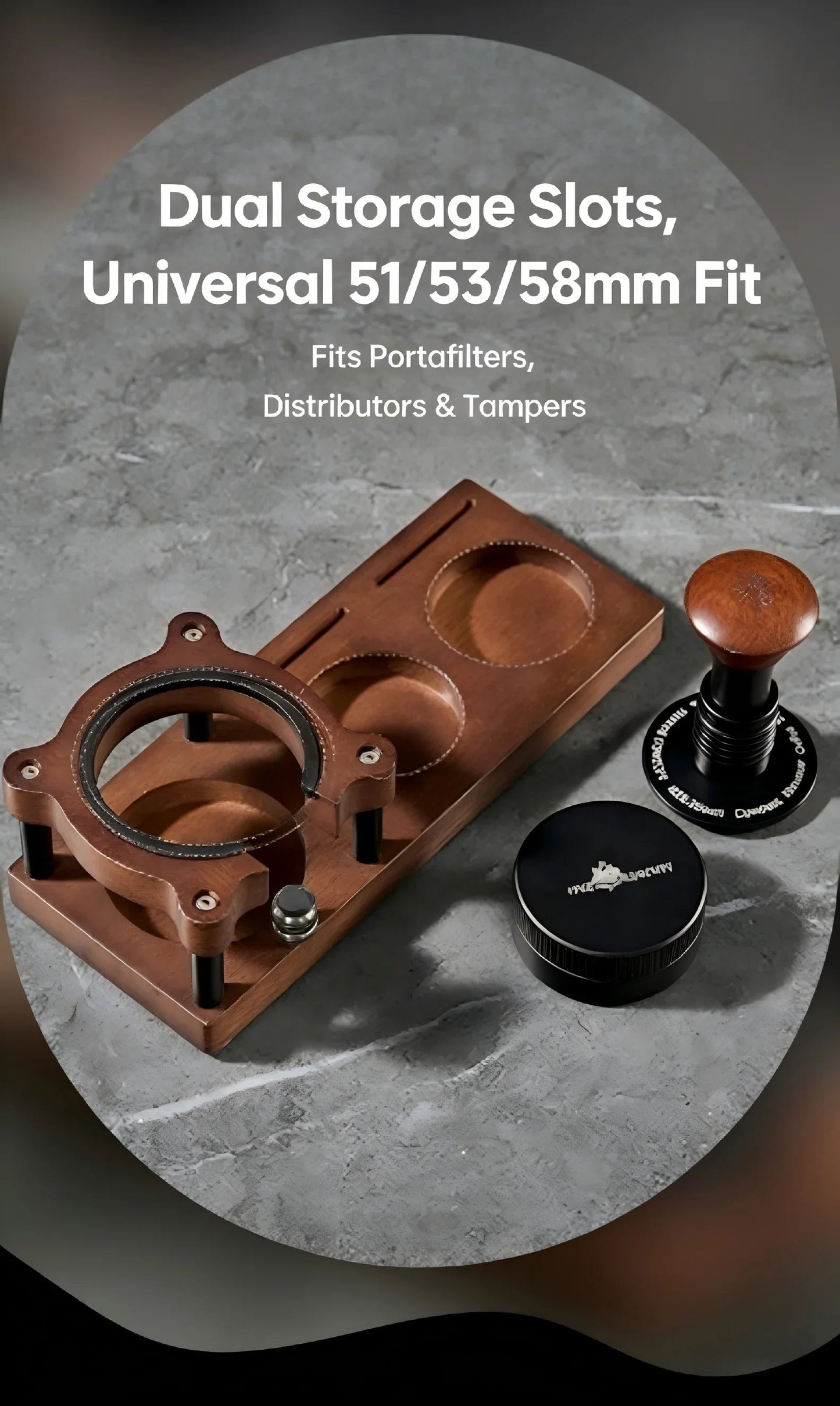 Cute Bear Espresso Tamper Set with Walnut Stand - Gift for Coffee Lovers Under $29